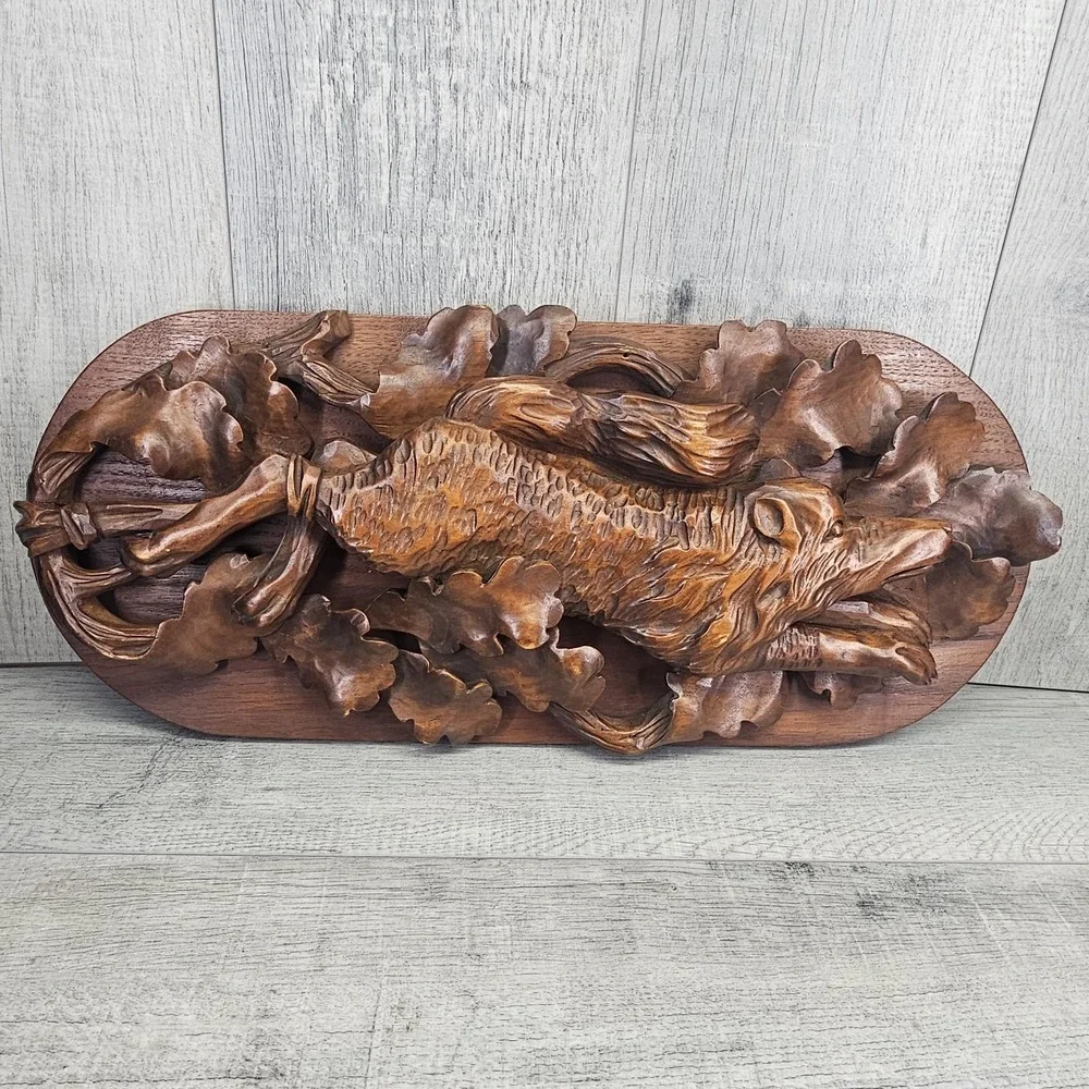Wow Vtg Black Forest Wall Plaque Hunting Fox Trophy 21.5